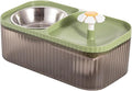 2 in 1 Cat Water Fountain and Food Bowl,Cat Fountain Water Bowl,Pet Water Bowl Fountain,Automatic Pet Water Dispenser,Cat Food and Water Bowl Set,Cat Feeding and Watering Supplies(Green)