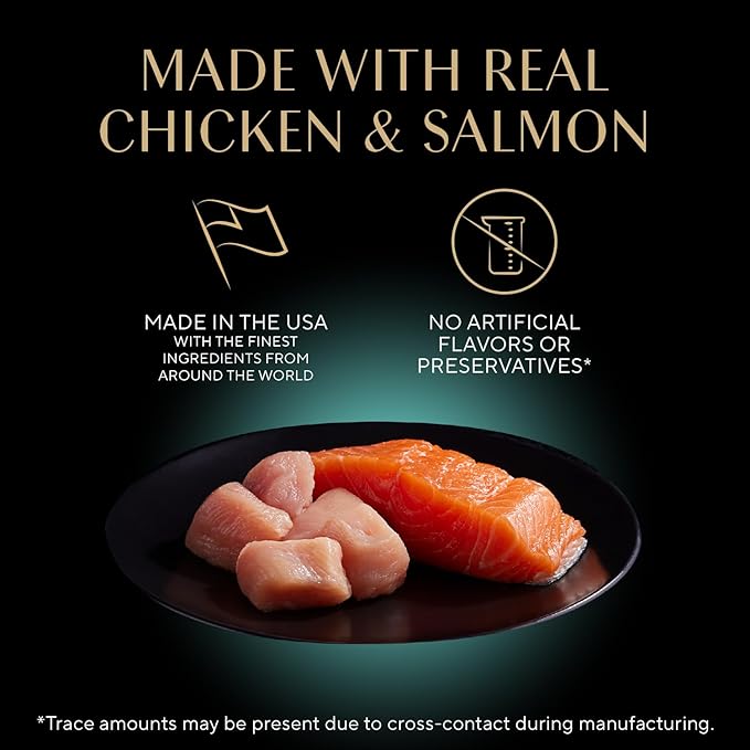 Sheba Perfect Portions Wet Cat Food Pate, Chicken Entree and with Sustainable Salmon Entree, Cat Food Wet Recipe Variety Pack, 2.6 oz. Twin-Pack Trays (6 Count, 12 Servings) (Pack of 2)