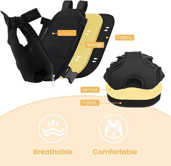 Inspack Dog Backpack Carrier/Cat Carrier, Adjustable Pet Front Carriers Travel Bag for Puppy Medium Dogs, Legs Out, Soft Ventilated Dog Chest Carry Backpacks for Hiking/Camping, 2.5-4 lbs, Black
