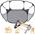Baby Chick Playpen and Perch with Roosting Bars for coop and brooder, Brooder Box for Chick Fence, Portable Small Animals Playpen Cage Tent Black (Black, Chick Playpen + Perch)