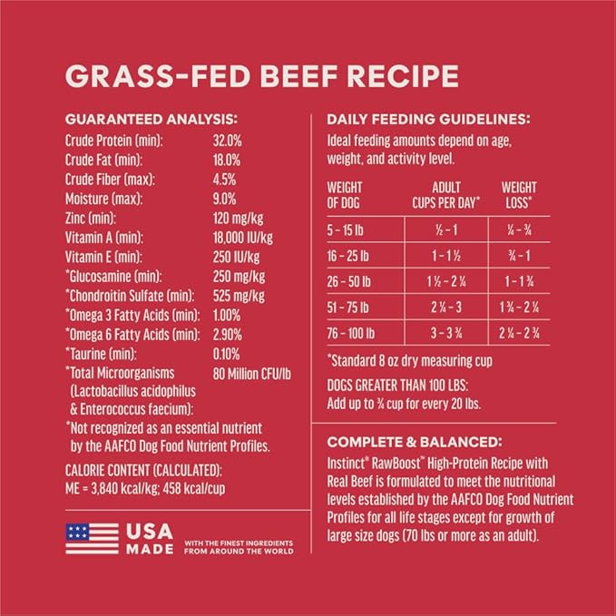 Instinct RawBoost, Natural Dry Dog Food with Freeze-Dried Pieces, High Protein, Grain-Free Recipe - Real Beef, 3.5 lb. Bag