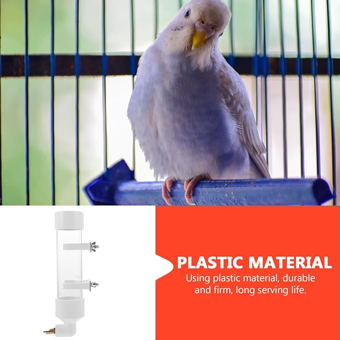 Balacoo Automatic Parrot Water Dispenser: Parakeet Water Bottle for Cage - Bird Drinker Bowl Fountain for Budgie Cockatiel Lovebirds Canary Finch, Bird Cage Accessories(White)