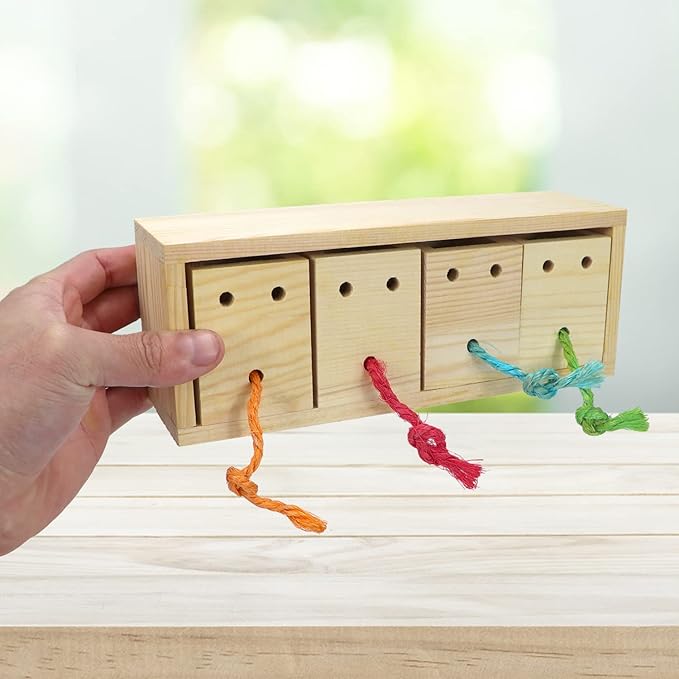 Litewoo Bird Foraging Feeder Toy Training Intelligence Box Wooden for Parrot Budgie Parakeet Cockatiel Conure African Grey Cockatoo Amazon Finch Canary