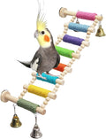 Bird Cage Accessories, Wooden Bridge with Colorful Rope on Steps, Bird Climbing Ladder Perch for Budgies, Cockatiels, Lovebirds, Quakers, Green Cheeks, Other Small to Medium Birds