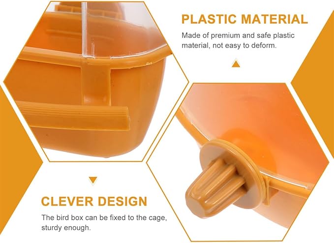 NUOBESTY 2pcs Hanging Bird Feeder and Water Bowl Set for Parakeets and Cockatiels, Brown Plastic Food Dispenser Cage Accessories for Bird Feeding and Watering Supplies
