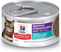 Hill's Science Diet Sensitive Stomach & Skin, Adult 1-6, Stomach & Skin Sensitivity Support, Wet Cat Food, Tuna & Vegetables Minced, 2.9 oz Can, Case of 24