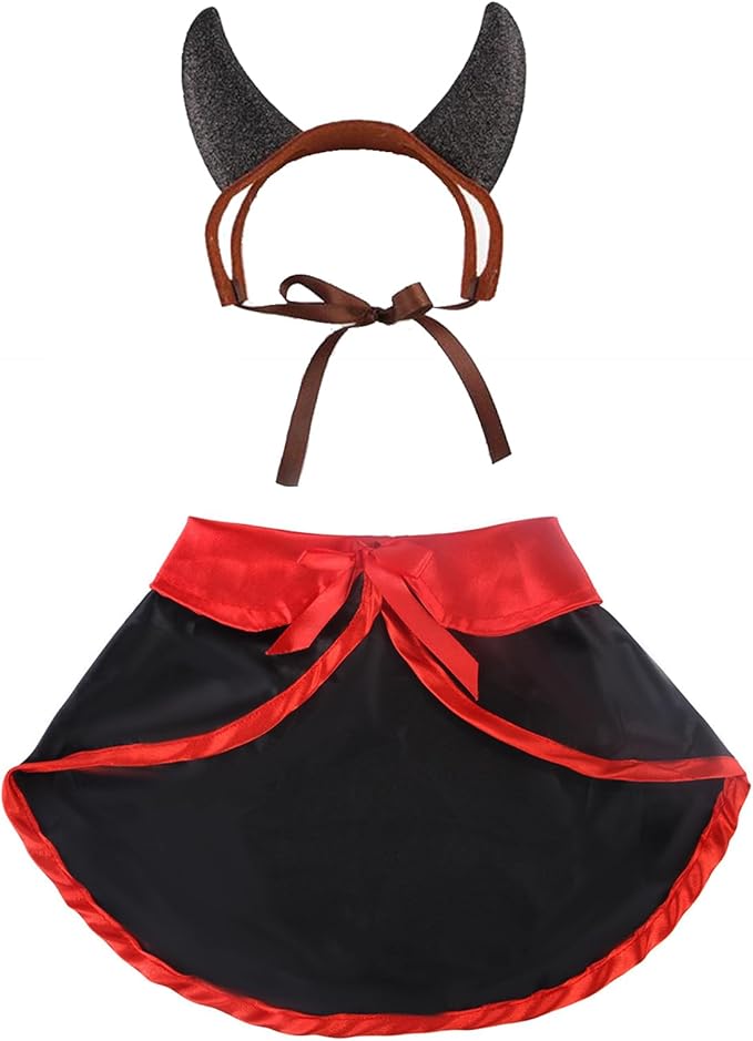 2-Pc Pet Halloween Party Costume-Puppy Party Adjustable Hats with Cool Cape Soft Costume Accessory for Small Medium Dogs and Cats