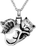 NanMuc Cute Angel Cat Pet Urn Necklace for Ashes Cremation Jewelry Memorial Animal Stainless Steel Pendant Ashes Holder Keepsakes Jewelry