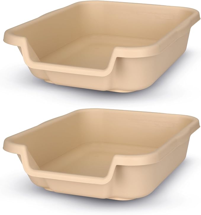 Dog Litter Box, Beach Sand Color, Small Size, Durable & Pet Safe Puppy Litter Box, Indoor Open Top Entry Dog Litter Pan, Comfortable for Dogs, Great for Small Dogs up to 6 lbs (2 Pack)