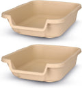 Dog Litter Box, Beach Sand Color, Small Size, Durable & Pet Safe Puppy Litter Box, Indoor Open Top Entry Dog Litter Pan, Comfortable for Dogs, Great for Small Dogs up to 6 lbs (2 Pack)