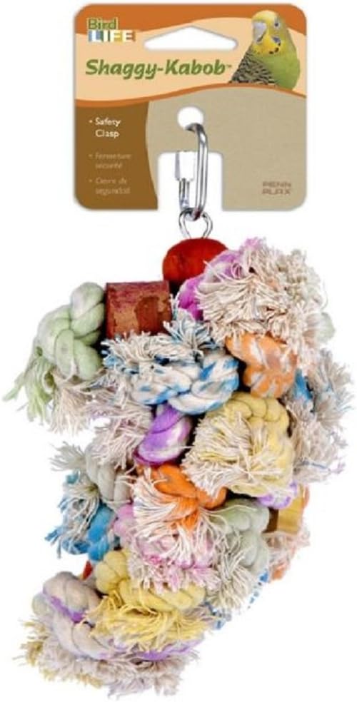 Penn-Plax Shaggy Kabob Bird Toy- for Cockatiels and Medium Birds