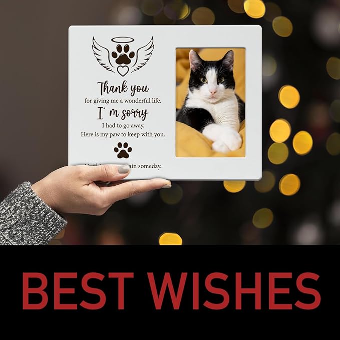 IAXIC Cat Memorial Gifts for Loss of Pet Sympathy Picture Frame, Pet Memory Photo Frame, Cat Picture Frames Memorial
