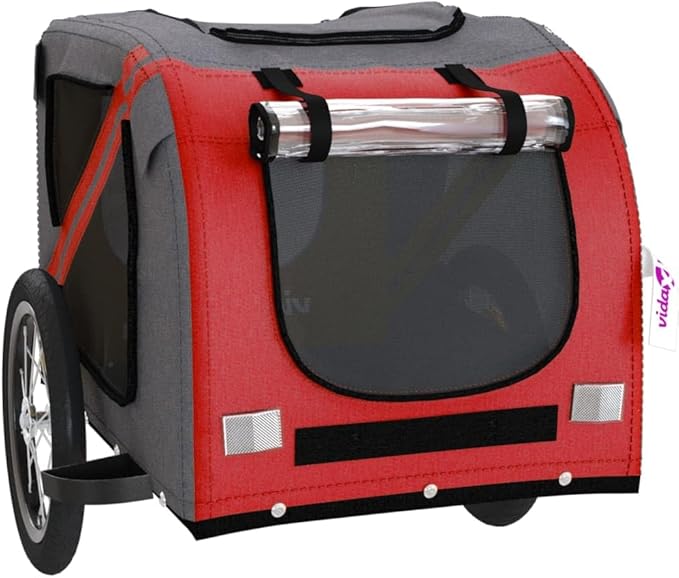 Pet Bike Trailer for Small Dogs, Durable Oxford Fabric with Weatherproof & Scratch-Resistant Design, Zippered Doors and Mesh Windows for Safe Outdoor Rides
