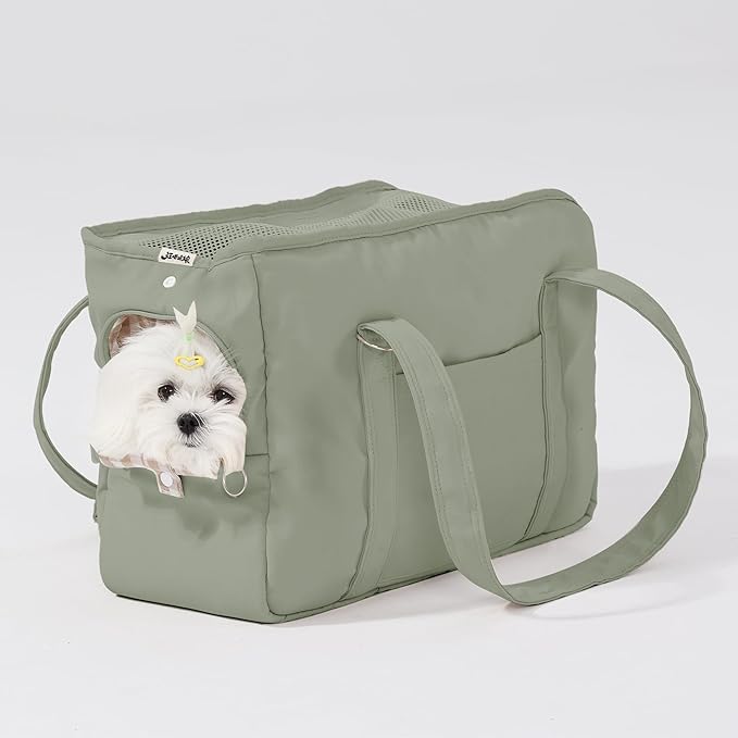 Pet Dog Casual Crossbody Bag, Hands-Free One Shoulder Soft Edged Pet Bag, Fully Open Sunroof Cover with Mesh Window and Large Front Pocket, Pet Carrier Purse for Small Dog Cat（Can Hold 10 Pounds）