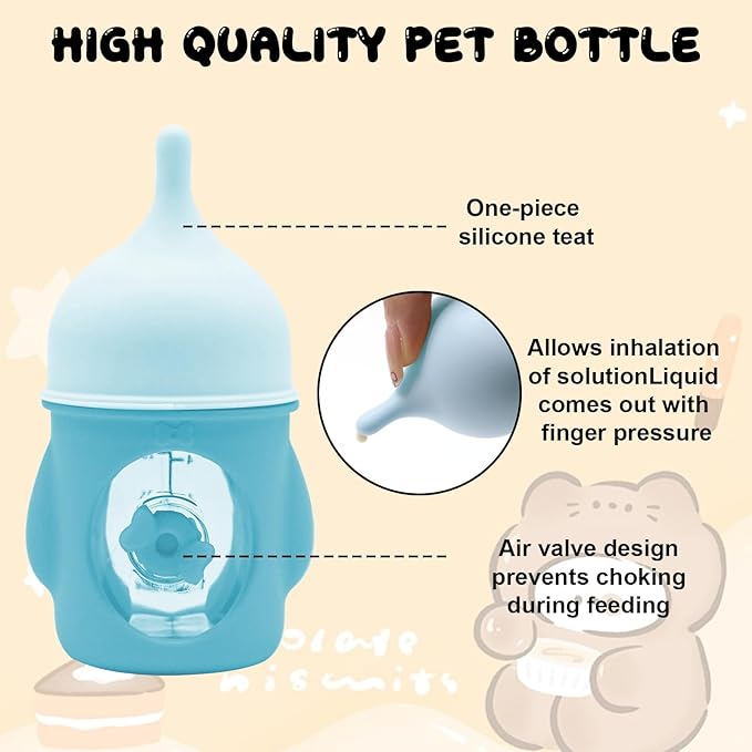 Pet Feeder Bottle Animal Feeding Bottles Kitten Bottles for Nursing Dog Cat Milk Feeding Bottle Anti-Choking Design for Newborn Kittens Puppies Small Animals (20 ml)