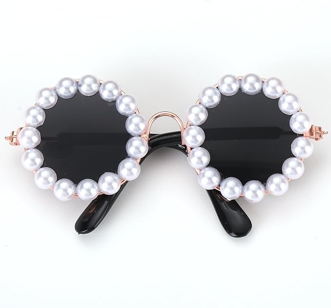 KUDES Cute Dog Sunglasses Pearl Dog Sunglasses Small Medium Breed Girl Holiday Party Pet Costume Accessories