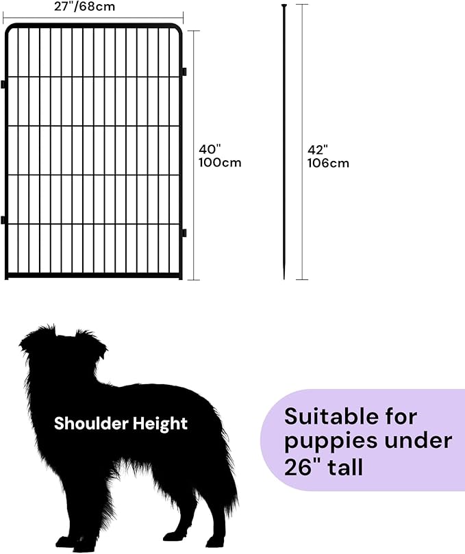SunsGrove Dog Playpen Outdoor, Heavy Duty 40 Inch 2 Panels Play Pen for Medium and Large Dogs, Free and Safe Play Dog Fence, Black