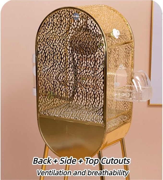 Decorative Large Bird Cage, Spacious and Ventilated Birdcage, Modern Metal Parakeet Cage with Interactive Door for Budgies, Lovebirds, Cockatiels