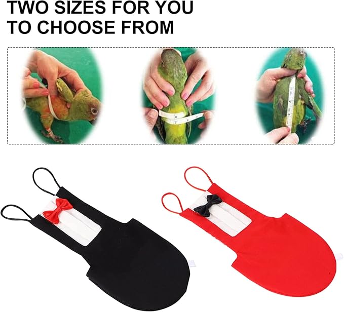 2 Pack Bird Diaper Parrot Flight Suit, Reusable Parrots Nappies with Bowtie Decor Pet Clothes for Budgie Parakeet Cockatiel Wedding Anniversary Christmas Birthday Party- Size XL
