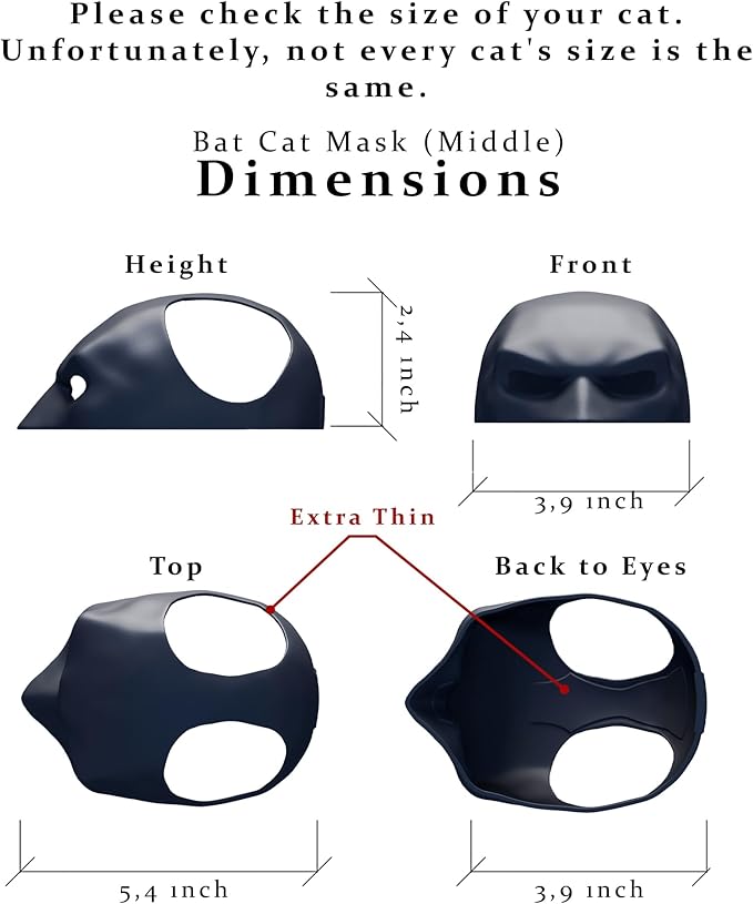 Black Bat Cat Mask and Cloak, Funny Bat Mask Cloak, Halloween, Clothes and Accessories for Cats