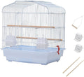 Portable White Bird Cage for Small & Medium Birds, Travel and Home Use, Parrot Cage with Wooden Perch, Swing, Food Bowls & Removable Tray, Ideal for Budgies, Cockatiels, Canaries