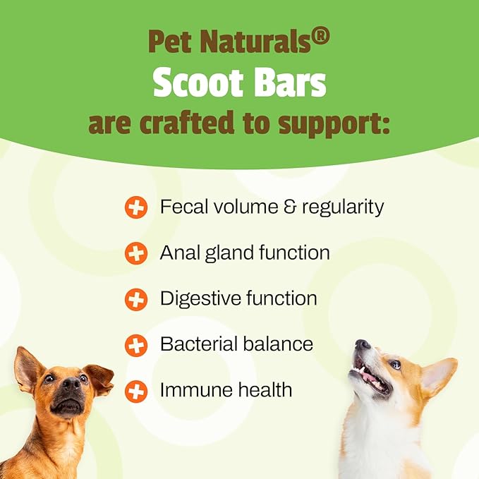 Pet Naturals Scoot Bars for Dogs – 30 Chews, Dog Anal Gland Supplement with Fiber & Pumpkin Blend for Scooting Support, Duck Flavor Soft Chew Bars for Stool Quality & Digestive Balance, All Breeds