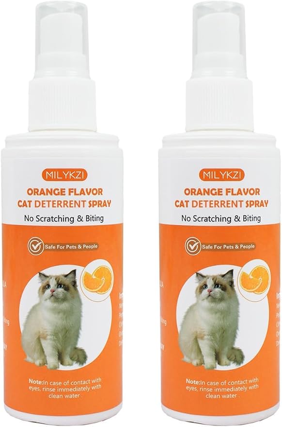 Cat Deterrent Spray - Safe for Indoor & Outdoor, Cat Scratch Deterrent for Furniture Protection, Sofas, Rugs, Curtain - Cats Behavior Training Prevent Urine Marking, with Natural Ingredients 2*100ml