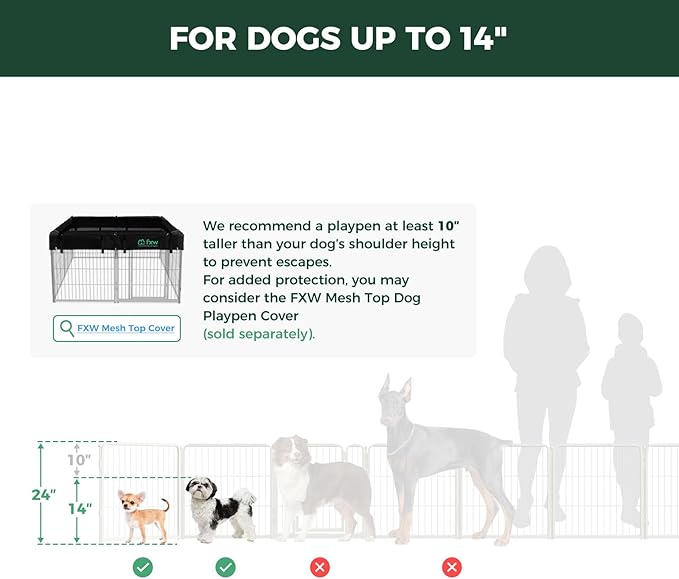 FXW Homeplus Unleashed Indoor Dog Playpen - Stress-Free and Safe Play, Heavy Duty 24 Inch 12 Panels Dog Pen for Puppy and Small Dogs, White│Patented