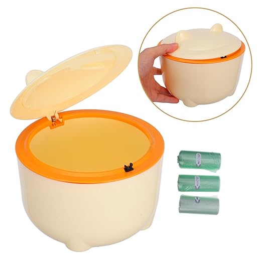 GANAZONO 1set Cartoon Desktop Trash Can for Cat Litter Portable Waste Bin with Airtight Design Bin with Refill Bags for Use