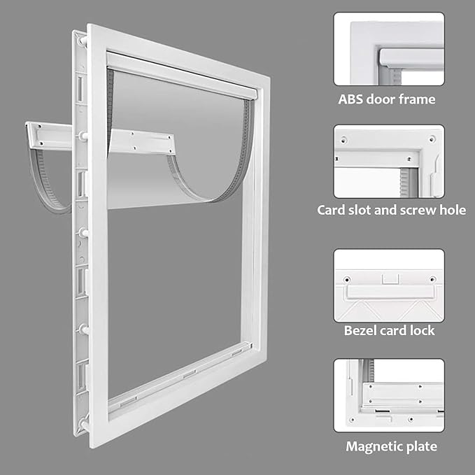 CEESC Large Dog Door with Soft Transparent Magnetic Flap and Snap-in Closing Panel, Premium PVC Plastic Pet Door for Large Dogs(XL,White)