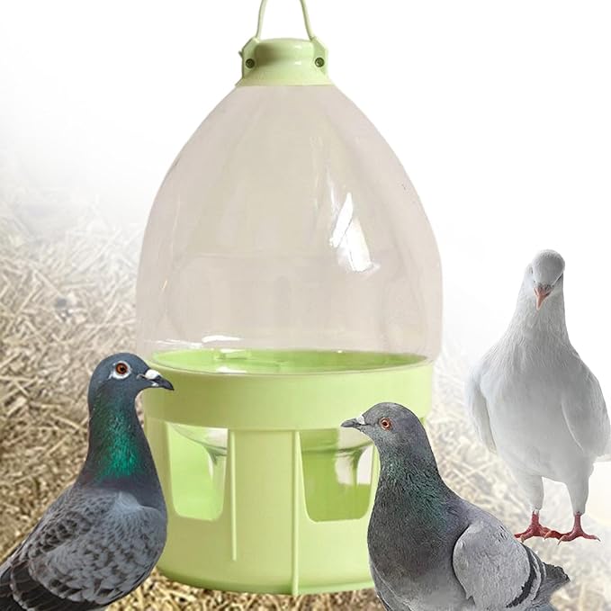 Pigeon Water Dispenser Bird Drinker Large Capacity Automatic Pet Water Pot Container Drinker Bottle for Parrot Lovebirds Duck, 6L