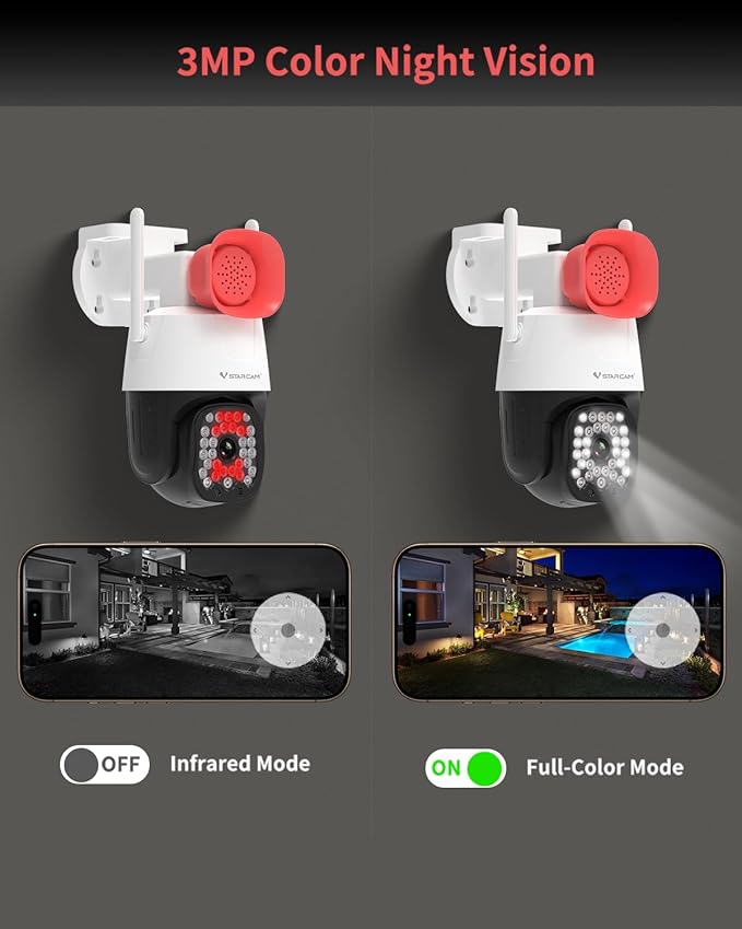 VSTARCAM 2K Smart Outdoor Surveillance Camera, AI Detection & Real-Time View