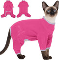 DENTRUN Cat Clothes for Hair Control with Hair Sticky Fabric - Soft Recovery Suit & Breathable Lint-Resistant Cat Sweater for Cats Only, Kitten Onesie Pajamas, M, Bright Pink