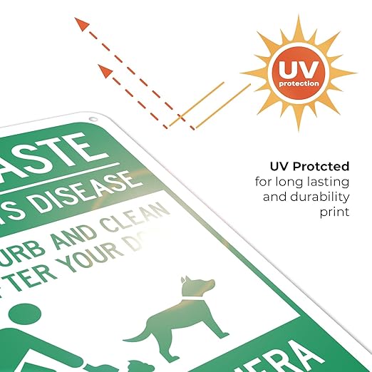 Pet Waste Leash-Curb and Clean Up After Your Dog Under Camera Surveillance Sign, 10x7 Inches, 55 mil Thick HDPS (high Density polystyrene), Made in USA