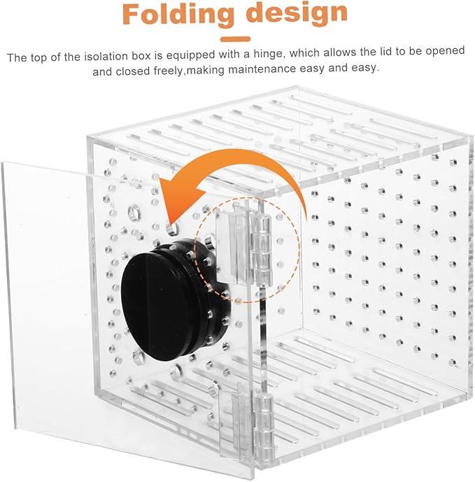Mikikit 1pc Fish Isolation Box Acrylic Separation Case for Fish Tank and Aquarium Easy to Install Breeding Box for Fry and