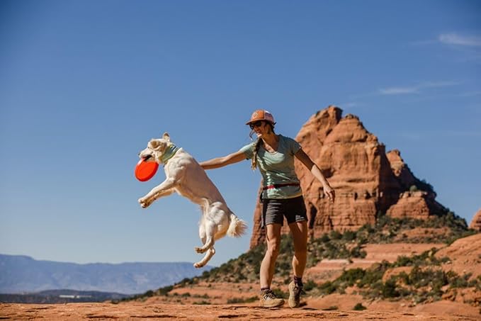 Ruffwear, Camp Flyer Dog Frisbee, Lightweight 8.7 in Flexible Flying Disc Dog Toy for Land Fetch, Soft on Teeth, Durable/High‑Visibility, Waterproof Finish, Doubles as Bowl, Red Sumac