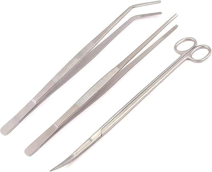 OdontoMed2011 Aquatic Plant Tweezers Scissor Tool - 3 in 1 Stainless Steel Aquarium Tank Aquascaping Tools Set for Fish Starter Set & Aquariums Tank Plants Set ODM