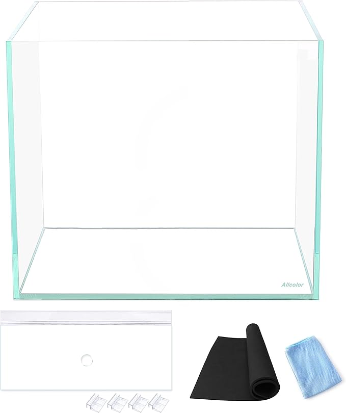Ultra Clear Rimless Aquarium Tank 6-60 gallons Low Iron Glass (7Gal - Top Glass Canopy)