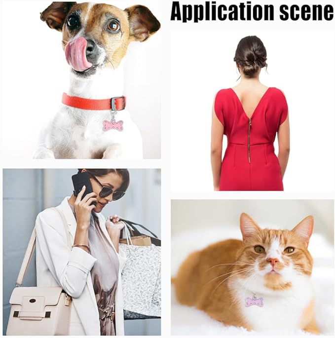 5pcs Bone Rhinestone Collar Pendants for Cat Dog Alloy Enamel Pet Collar Pendants Clip-on Dog Bone Pet Puppy Collar for Bag Keychain Jewelry Making Training Home Decor