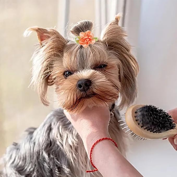 PET SHOW Flowers Pet Dog Hair Bows W/Rubber Bands Cat Puppy Grooming Accessories Assorted Color Pack of 20