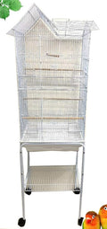 Large Roof Top Bird Flight Cage Home Canary Parakeet Cockatiel Lovebird Finch with Rolling Stand