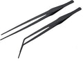 Stainless Steel Long Reptile Feeding Tweezer Set,2pcs/Pack,11''/15''/19'' Feeding Tongs,Thickened Non-Slip Handle with Straight & Curved Tips for Aquariums, Turtles, Lizards (2pcs-19'')