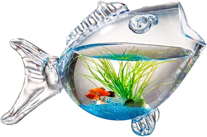 Fish Bowls Creative Fish Tank Aquarium Fish-Shaped Glass Fish Tank Goldfish Tank Living Room Turtle Tank Fish & Aquariums-S