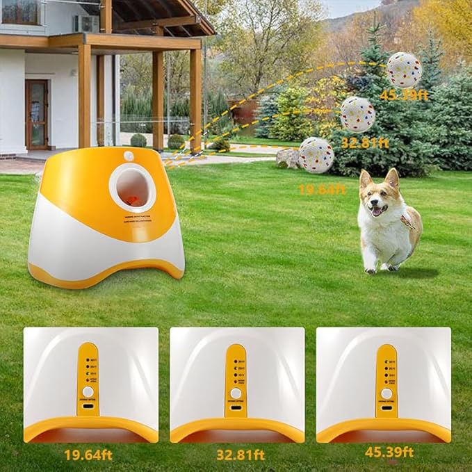 Interactive Dog Toys - Automatic Tennis Ball Launcher for Medium to Large Dogs, Outdoor Exercise & Training, Perfect Home Dog Toy 3 Ball (Blue, Large)