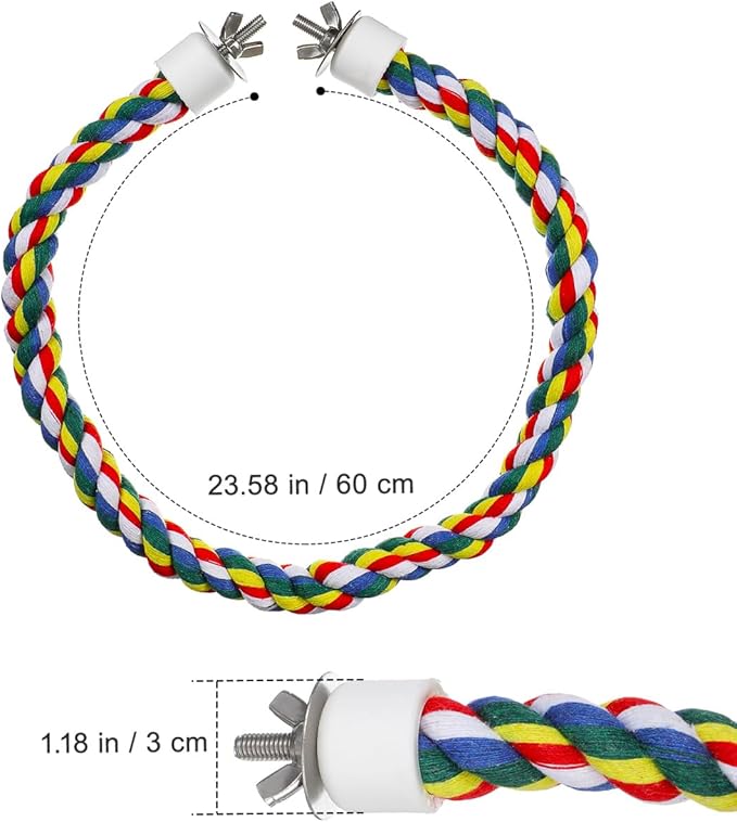 Parrot Rope Perch 26.4 Inch Cotton Climbing Toy for Pet Birds Cage Exercise and Chewing Accessory