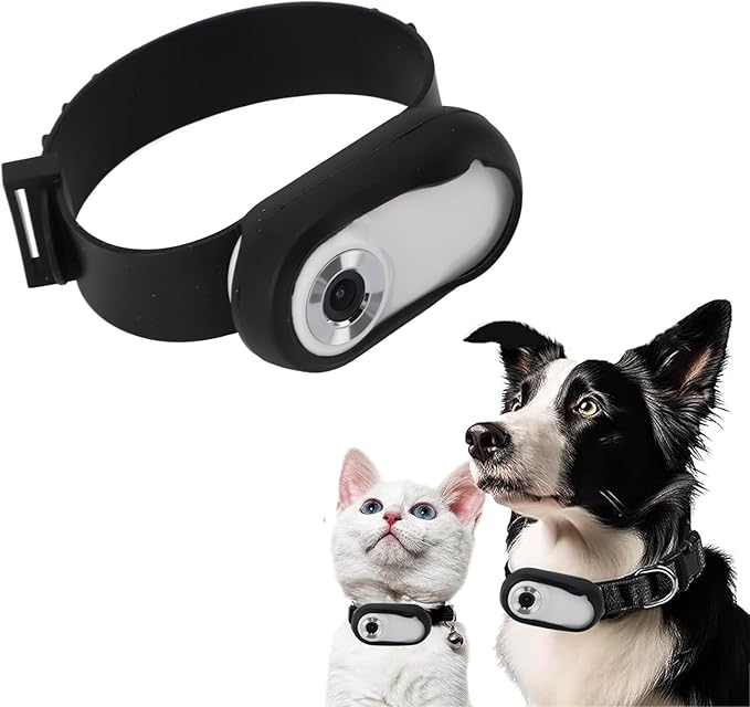 POCREATION 1080P Pet Collar Camera, HD Mini Action Camera with 0.96 Inch LCD Display for Dog Cat Outdoor Indoor Video Recording