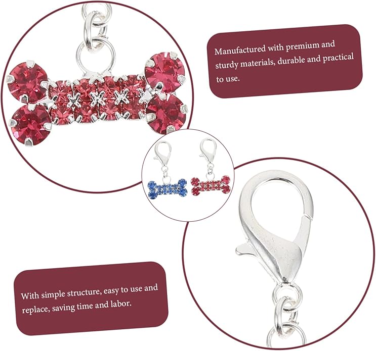 Didiseaon 2Pcs Rhinestone Pet Collar Pendants Decorative Dog Charms Cute Hanging Accessories for Cat Collars Pendant for Pet and Keychains