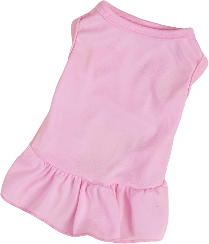Dog Dresses Cat Skirt Solid Color Dog Clothes Summer Sleeveless Puppy Girl Clothes for Small Pet Dogs Cats (Pink, X-Small)