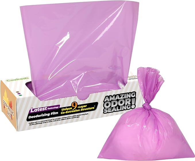 Odor-Sealing Cat Litter Bags - 220 Count Unscented Cat Poop Bags with Strong Odor Control, Leakproof & Durable Pet Waste Bags (Size:M, Color: Purple)