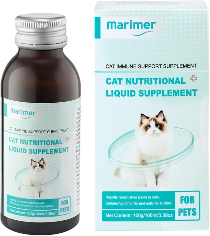 Cat Immune Support Liquid Supplement – L-Lysine & Astragalus – Enhances Immunity and Relieves Feline Herpes Symptoms – Nutritional 3.38oz (100ml) for Cats of All Ages